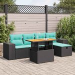 vidaXL Salon de jardin avec coussins 6Pièces marron résine tressée acacia