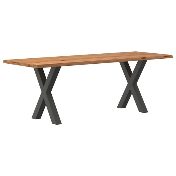 vidaXL Table à manger et bord naturel bois massif chêne rectangulaire