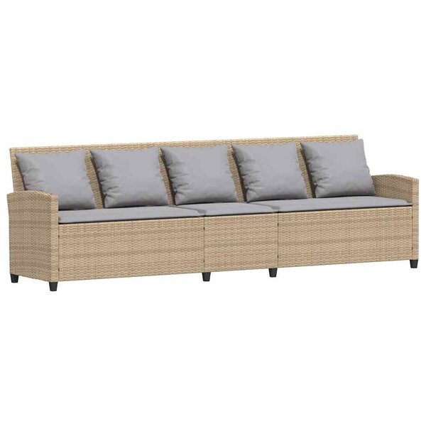 vidaXL Canapé de jardin avec coussins 5 places beige résine tressée