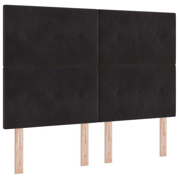 vidaXL Lit à ressort avec matelas - Noir  140x190 cm  Velours