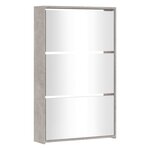 vidaXL Armoire à chaussures miroir 3 niveaux Gris béton 63x17x102 5 cm
