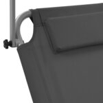 vidaXL Chaise longue pliable avec auvent et roues Acier Gris