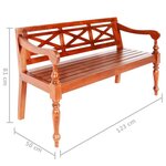 vidaXL Banc Batavia 123 cm Bois d'acajou massif Marron foncé