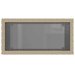 vidaXL Table d'appoint de jardin avec dessus en verre beige rotin