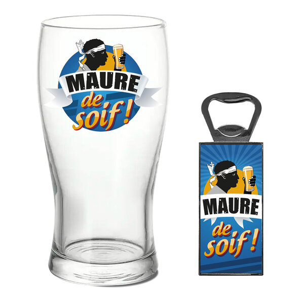 Set verre à bière et décapsuleur - maure de soif