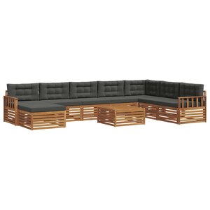 vidaXL Ensemble de canapés d'extérieur 9 pc Naturel et Anthracite