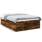 vidaXL Cadre de lit chêne fumé 140x190 cm bois d'ingénierie