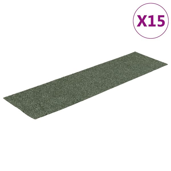 vidaXL Tapis d'escalier autocollants Rectangulaire 15 Pièces 76x20cm Vert