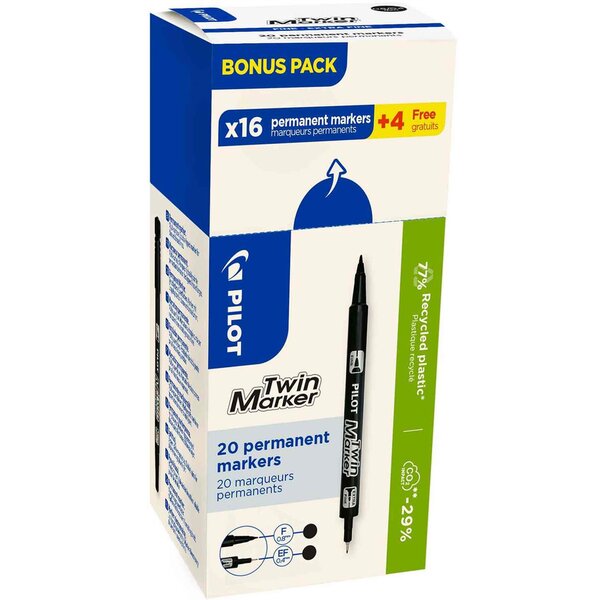 Marqueur permanent Twin Marker  VALUE PACK  noir PILOT
