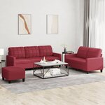 vidaXL Ensemble de canapés 3 Pièces et coussins Rouge bordeaux Similicuir