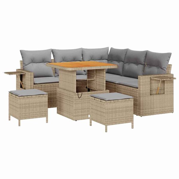 vidaXL Ensemble de canapé de jardin 8 Pièces Beige polyrotin