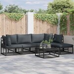 vidaXL Ensemble de canapé de jardin avec coussin 5 Pièces Noir Aluminium