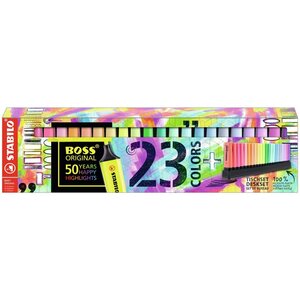 Set de Bureau de 23 Surligneurs BOSS ORIGINAL Fluo et Pastel couleurs assorties STABILO