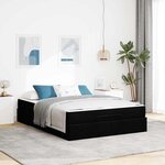 vidaXL Cadre de lit avec matelas Noir 140 x 190 cm tissu