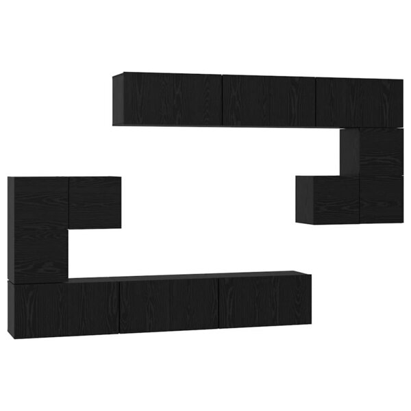 vidaXL Ensemble meuble TV 10 Pièces Chêne noir Bois d'ingénierie