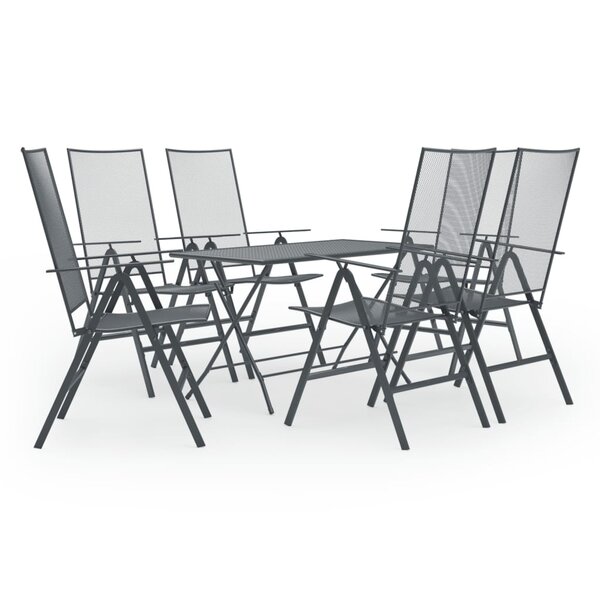 vidaXL Ensemble de salle à manger de jardin 7 Pièces Acier Anthracite