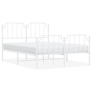 vidaXL Cadre de lit métal sans matelas et pied de lit blanc 140x200 cm