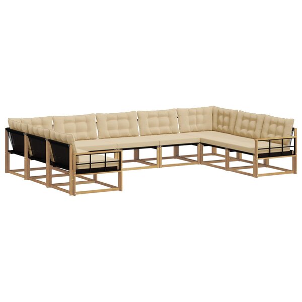 vidaXL Ensemble de canapés d'extérieur 9 Pièces Blanc et Beige