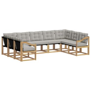 vidaXL Ensemble de canapés d'extérieur 9 Pièces Blanc et gris clair