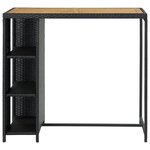 vidaXL Table de bar avec rangement Noir 120x60x110 cm Résine tressée