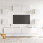 vidaXL Ensemble de meubles TV 7 Pièces Blanc Bois d'ingénierie