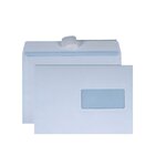 Enveloppe blanche, format c5, 229 x 162 mm, avec fenêtre, 100 g/m², fermeture avec bande autoadhésive (paquet 200 unités)