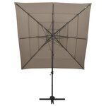 vidaXL Parasol à 4 niveaux avec mât en aluminium Taupe 250x250 cm