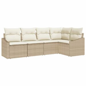 vidaXL Ensemble de Canapés avec coussin 5 Pièces Beige polyrotin