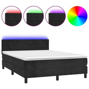 vidaXL Sommier à lattes de lit avec matelas et LED Noir 140x200 cm