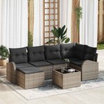 vidaXL Ensemble de canapé de jardin avec coussin 7 Pièces Gris Poly rotin