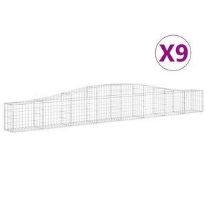 vidaXL Paniers à gabions arqués 9 Pièces 400x30x40/60 cm Fer galvanisé