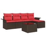 vidaXL Ensemble de canapé de jardin 6 Pièces Marron polyrotin