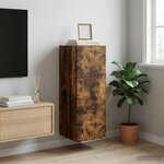 vidaXL Armoire Murale 33 x 34 5 x 90 cm Bois d'ingénierie Chêne fumé