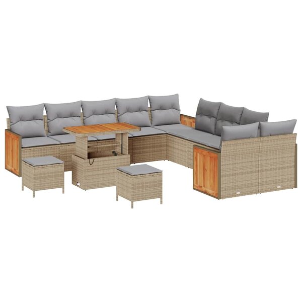 vidaXL Ensemble de canapé de jardin 13 Pièces Beige 90 x 55 x 71 cm