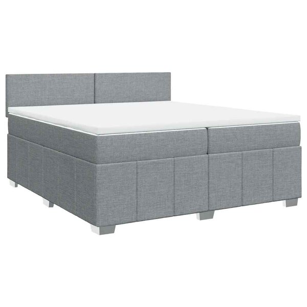 vidaXL Sommier à lattes de lit avec matelas Gris clair 200x200cm Tissu