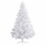 vidaXL Demi-arbre de Noël artificiel pré-éclairé et boules blanc 210cm