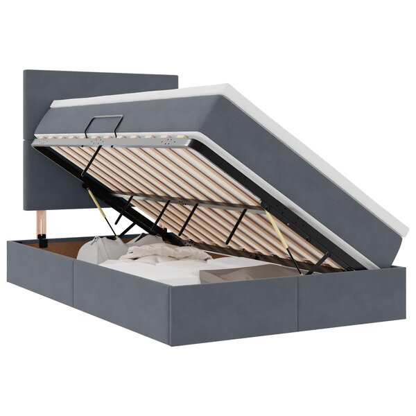 vidaXL Lit avec rangement et matelas Gris foncé 120 x 200 cm Velours