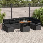 vidaXL Ensemble de canapé de jardin 9 Pièces Noir polyrotin