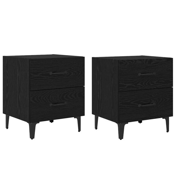 vidaXL Armoire de lit avec tiroir 2 Pièces Chêne noir 40 x 35 x 47 5 cm