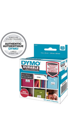 DYMO LabelWriter Boite de 1 rouleau de 160 étiquettes resistantes multi-usages, 25mm x 54mm
