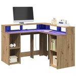 vidaXL Bureau avec lumières LED chêne artisanal bois d'ingénierie