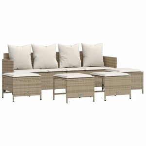 vidaXL Salon de jardin avec coussins 5 Pièces beige résine tressée