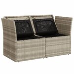 vidaXL Canapé de jardin 2 places et coussins gris clair résine tressée