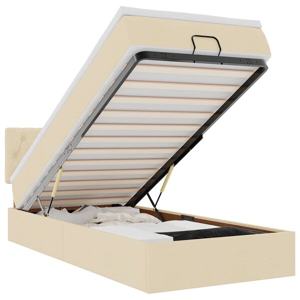 vidaXL Lit ottoman avec matelas et LED crème 90x200 cm tissu