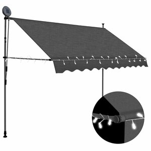 vidaXL Auvent manuel rétractable avec LED 300 cm Anthracite