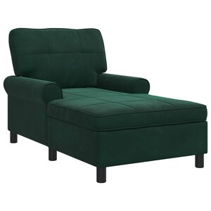 vidaXL Chaise longue avec coussin Vert foncé 91 x 157 x 91 cm Velours