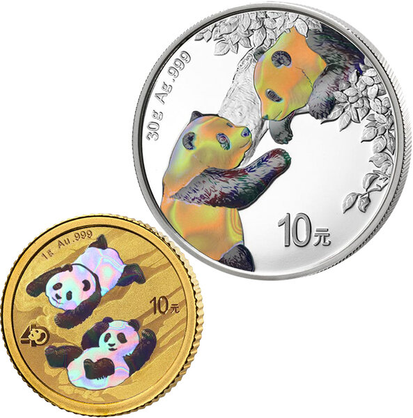 Pièce de monnaie en argent - or 10 yuan g 1 (au) - 30 (ag) millésime 2023 panda