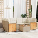 vidaXL Salon de jardin avec coussins 7 Pièces beige résine tressée