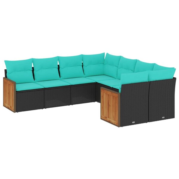vidaXL Salon de jardin 8 Pièces avec coussins noir résine tressée