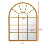 Miroir mural forme fenêtre arrondie 80 x 60 cm or 03_0007959